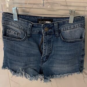 Fashion Nova Blue Denim Cotton Frayed Hem Jean Shorts